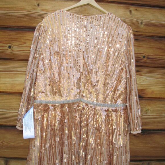 Mac Duggal 5509 SEQUINED WRAP OVER 3/4 SLEEVE GOWN - Picture 11 of 16